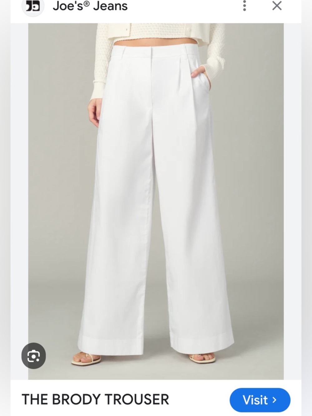 Joe's Jeans Wide-Leg White Trousers